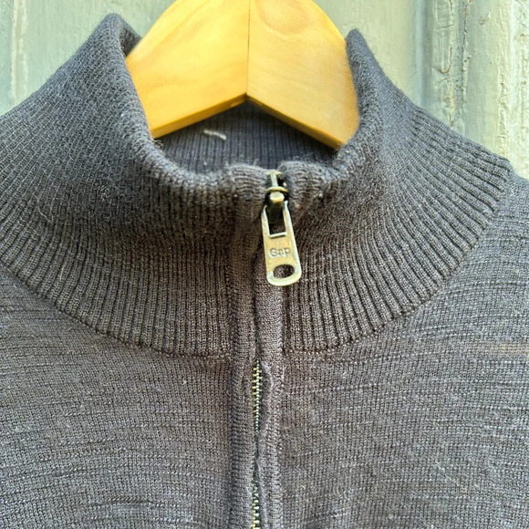Gap Navy 1/4 zip Slub  Merino Sweater, size L - Picture 5 of 10